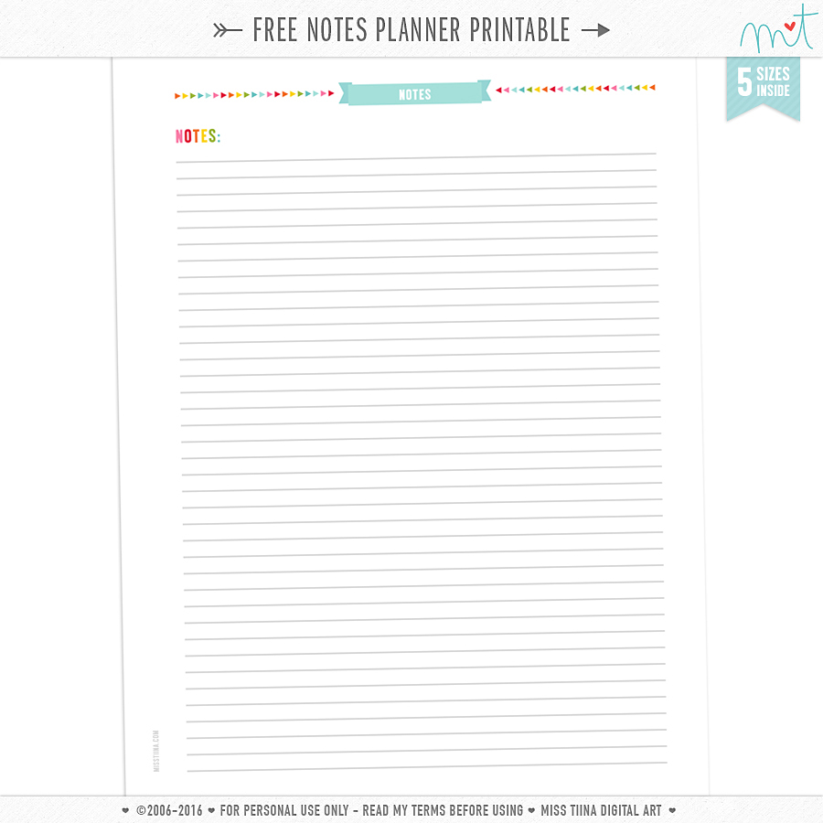 FREE Notes Planner Page Printable