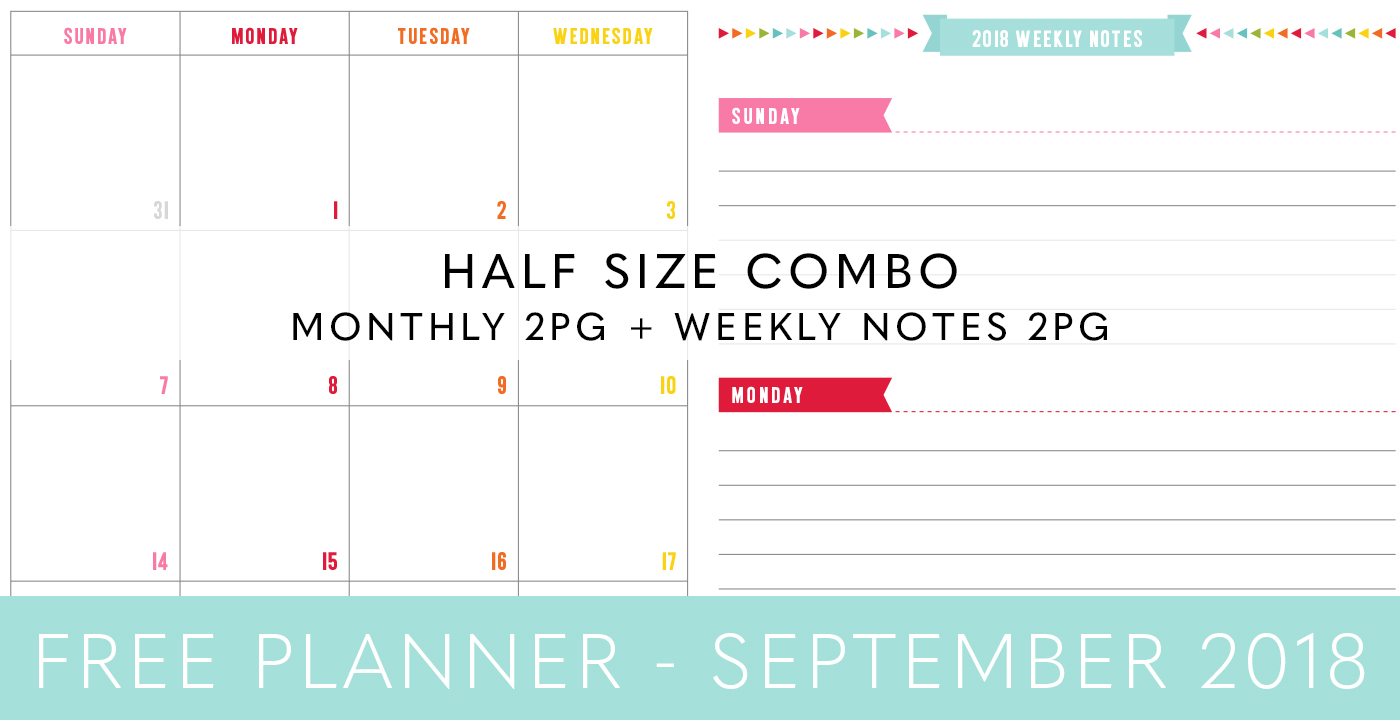 FREE HALF SIZE PLANNER COMBO – SEPTEMBER 2018 • Miss Tiina