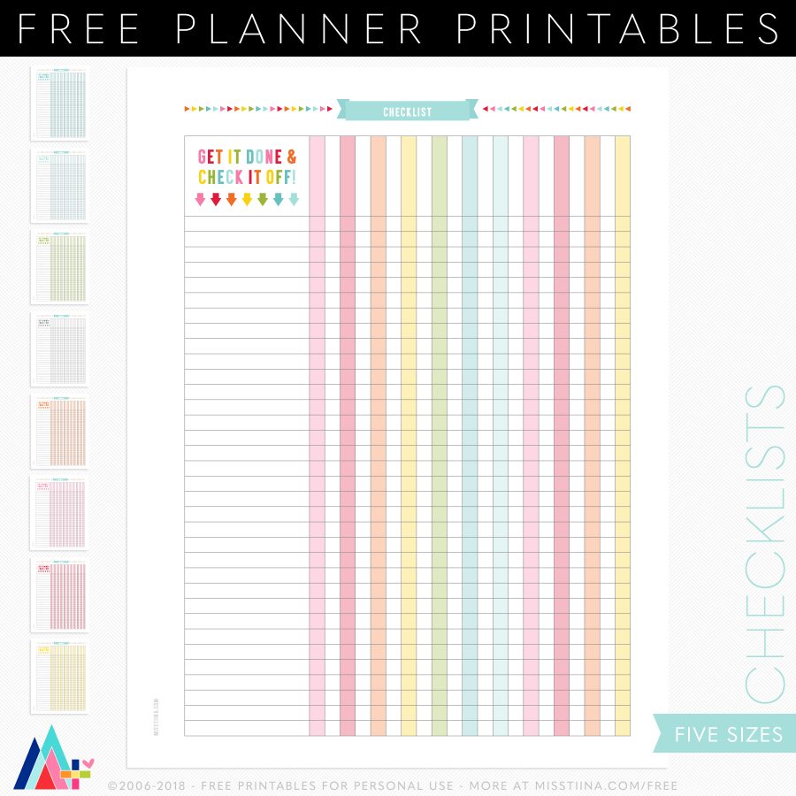 FREE Checklists Planner Page Printables | MissTiina.com