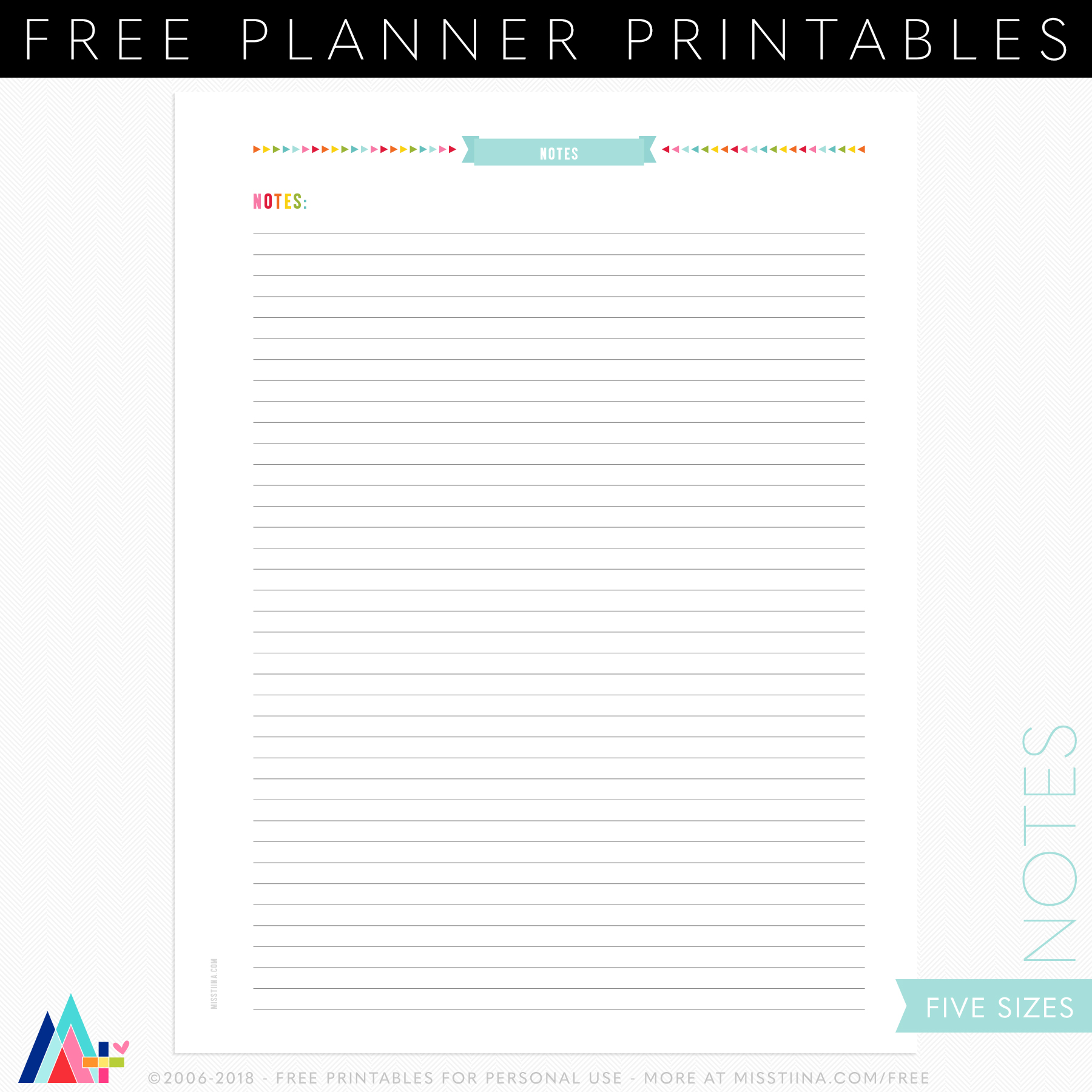 FREE Notes Planner Page Printable • Miss Tiina