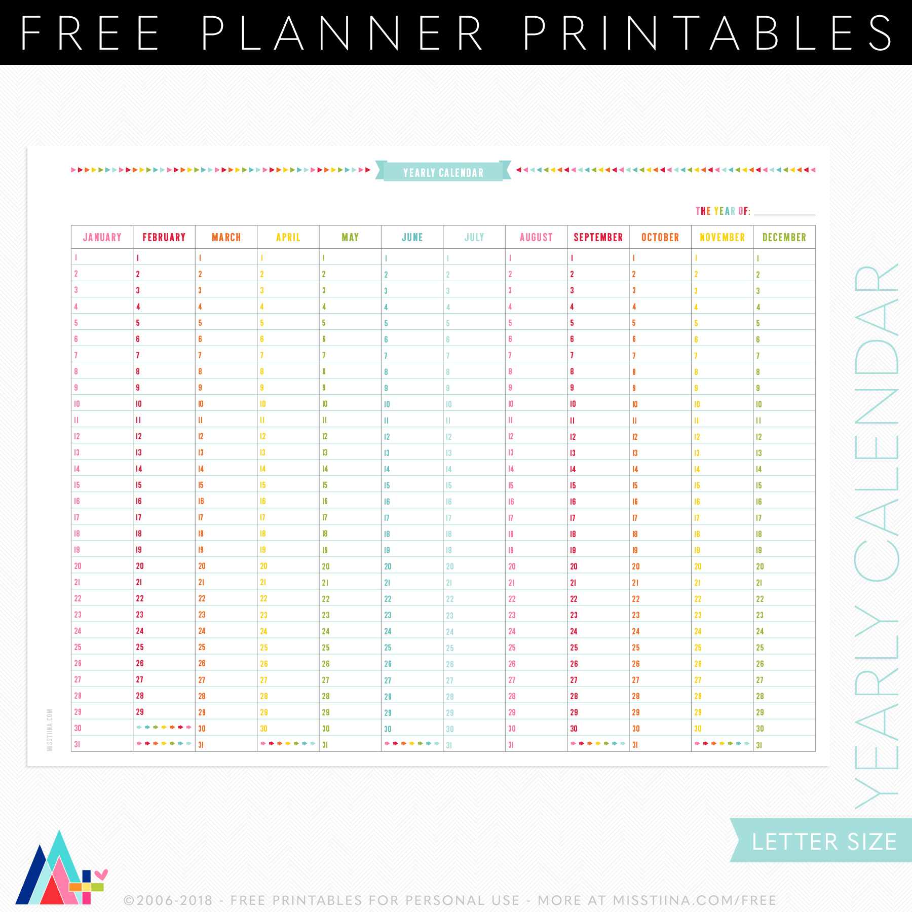 Free Printable Year Planner Printable Templates