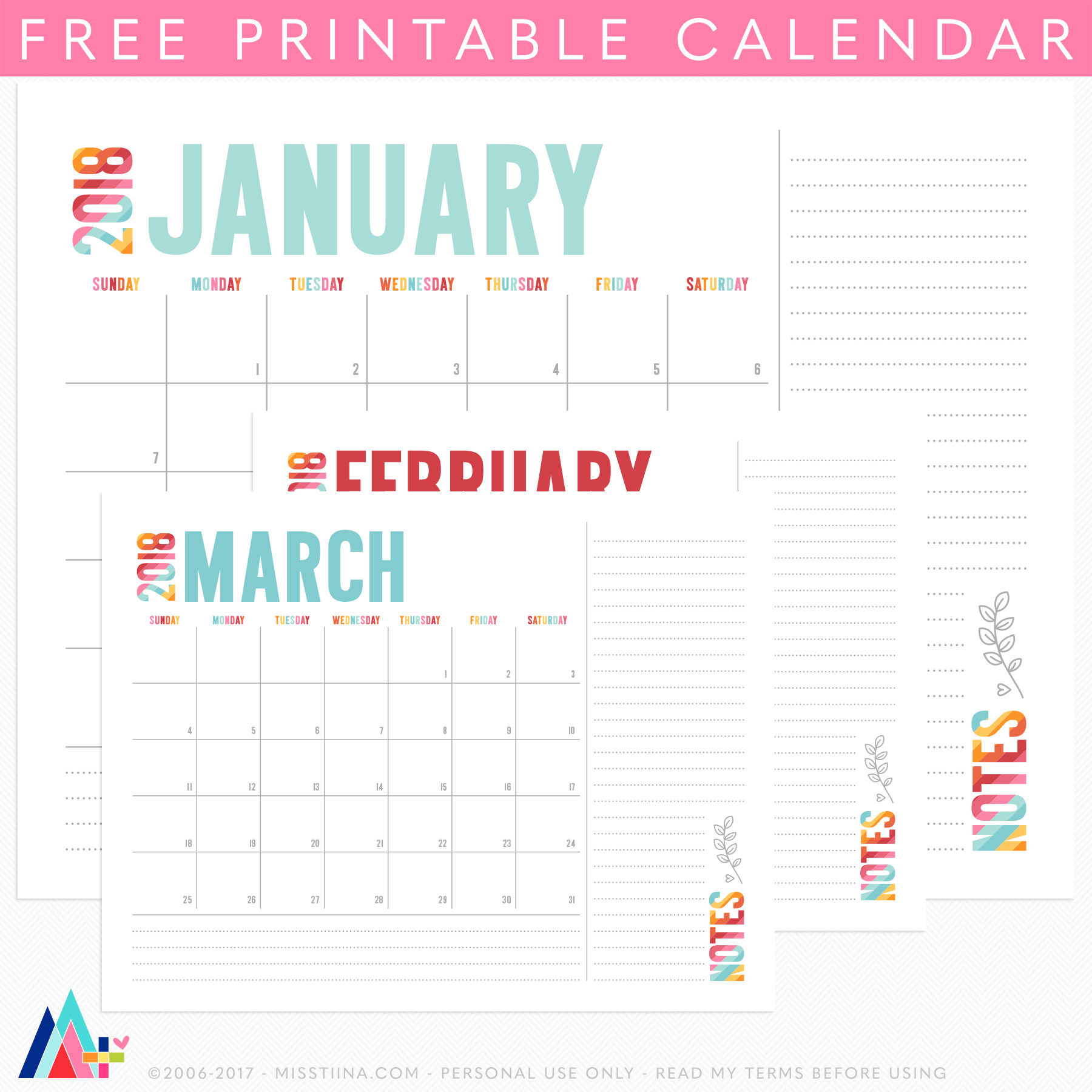 Printable calendar pages