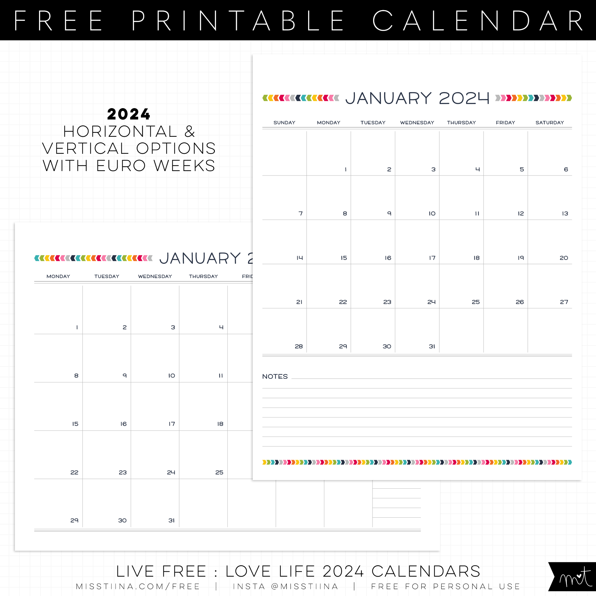 Live Free : Love Life 2024 Calendars