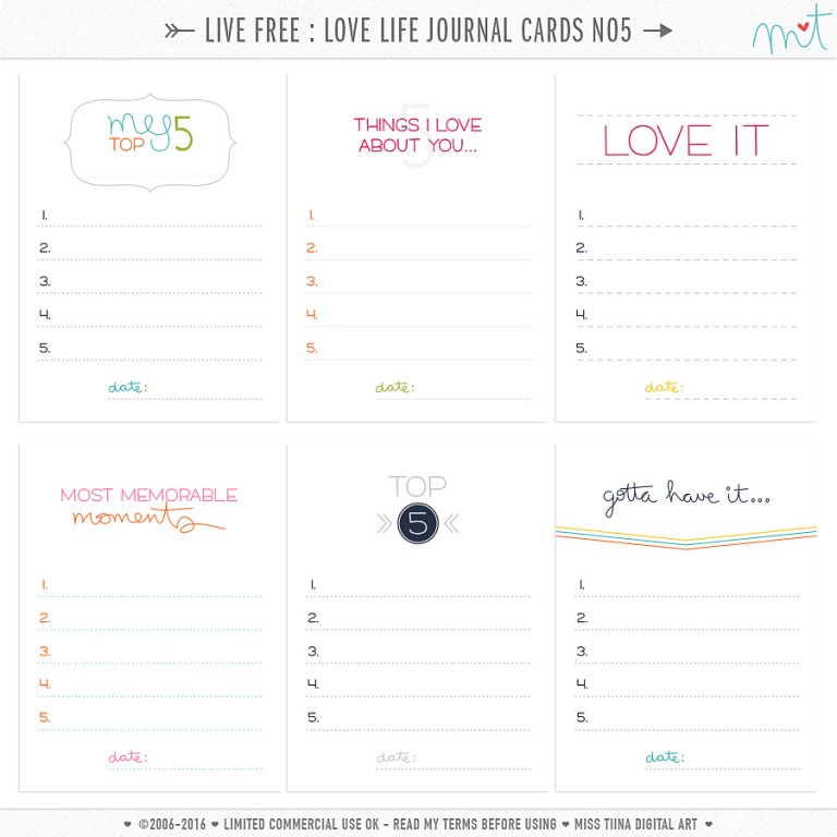 60 FREE Printable Journal Cards • Miss Tiina · Tina Raparanta