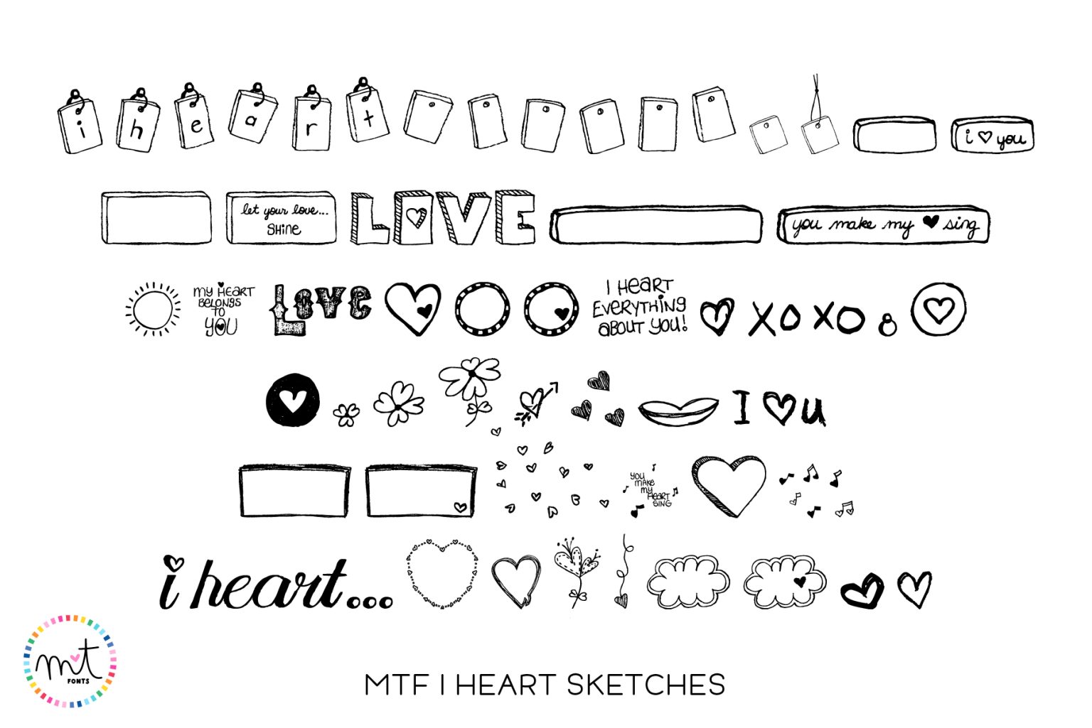 MTF i heart sketches Dingbat Font • Miss Tiina Fonts