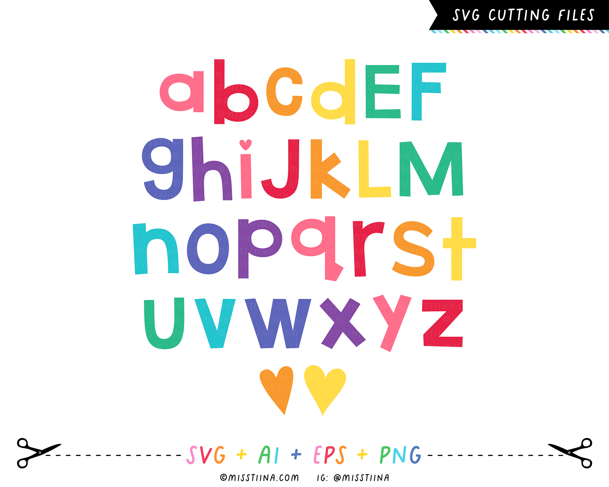 Miss Tiina + SVG Cutting Files + Lowercase Alphabet SVG