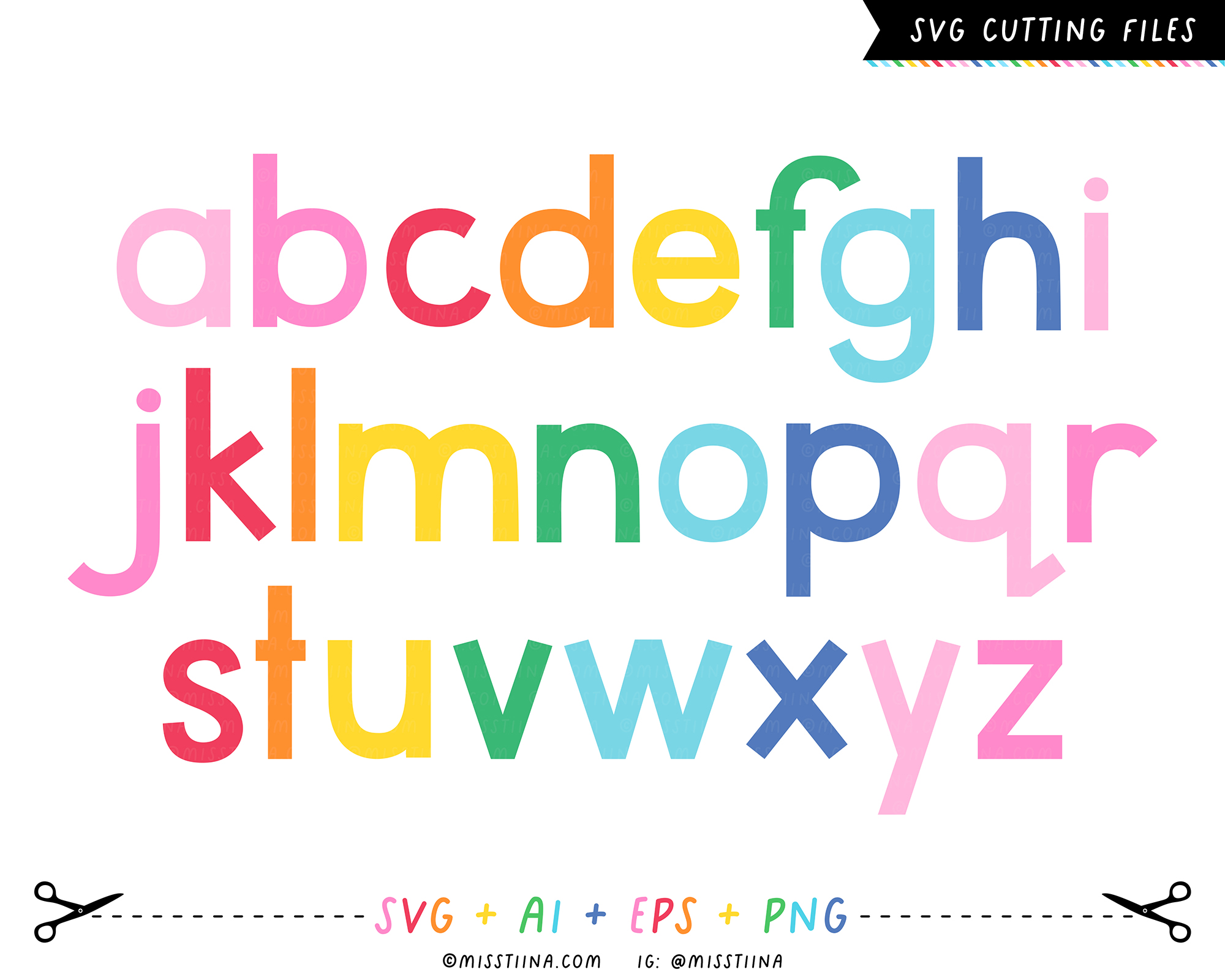 Miss Tiina + SVG Cutting Files + Lowercase Alphabet SVG