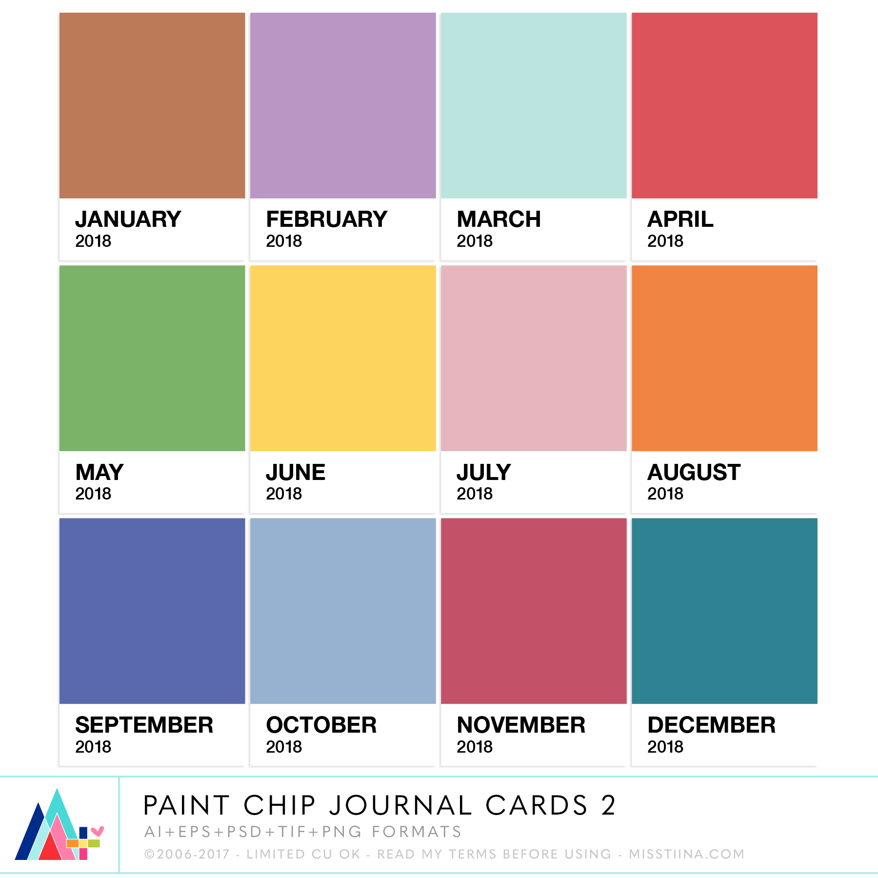 Miss Tiina + Journal Cards + Paint Chip Journal Cards 2 CU