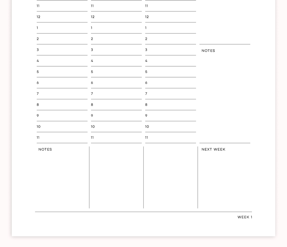 2025 Academic Weekly Schedule Calendar 2PG