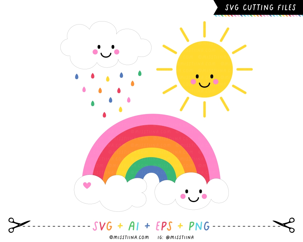Cheeky Cloud Rainbow Sun Color · SVG
