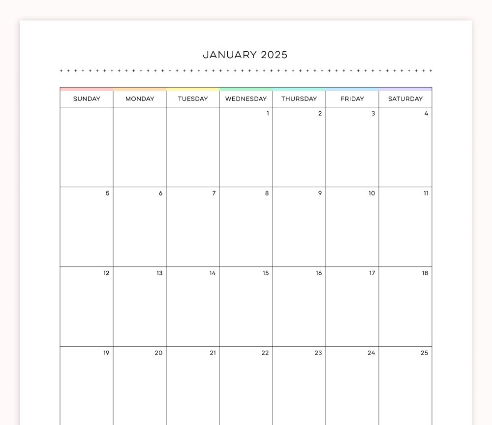 2025 Monthly Calendar