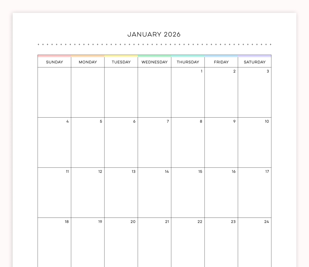2026 Monthly Calendar