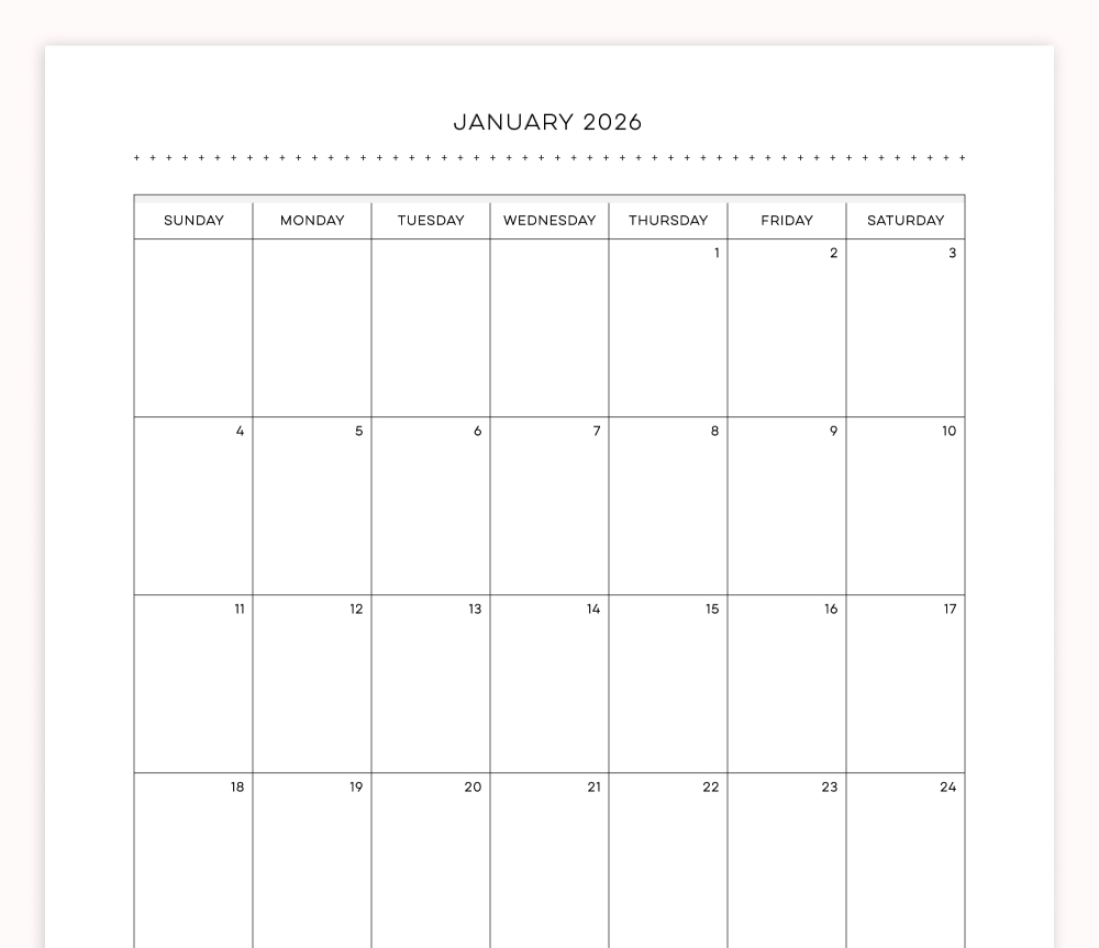 2026 Monthly Calendar