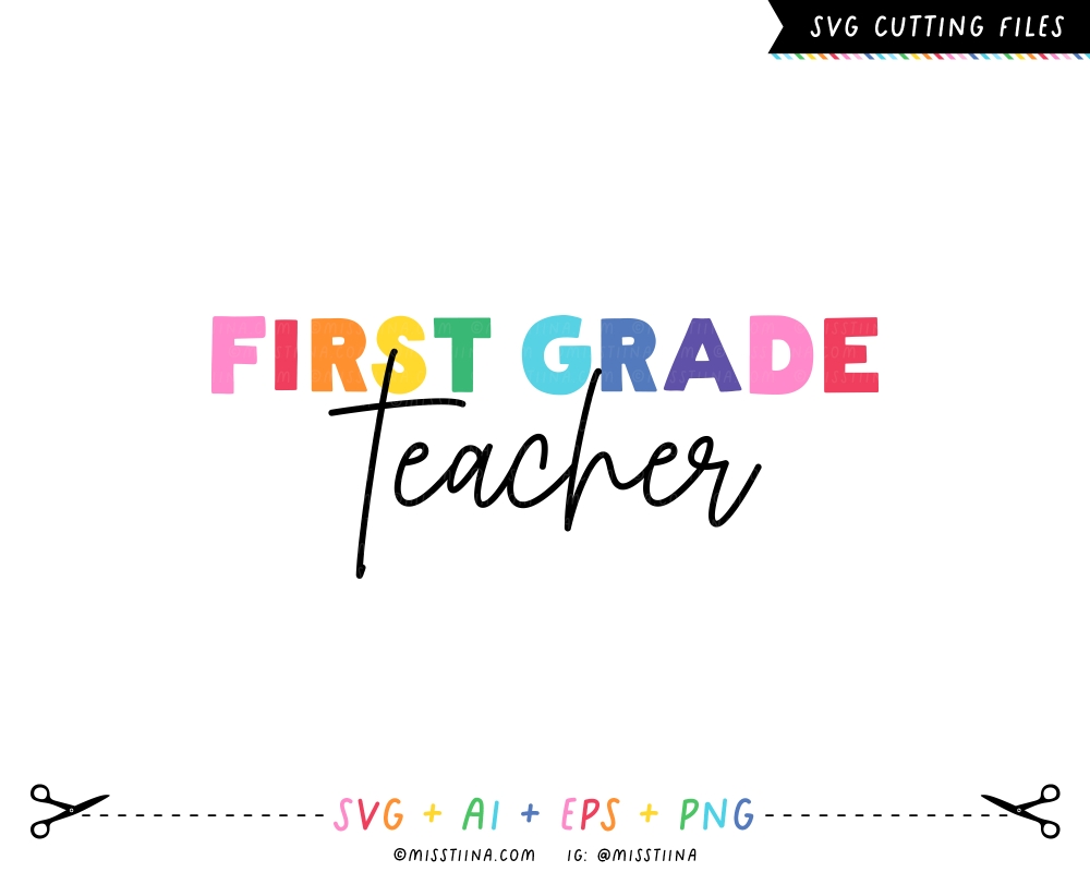 Rainbow Teacher Script Grade Levels SVG