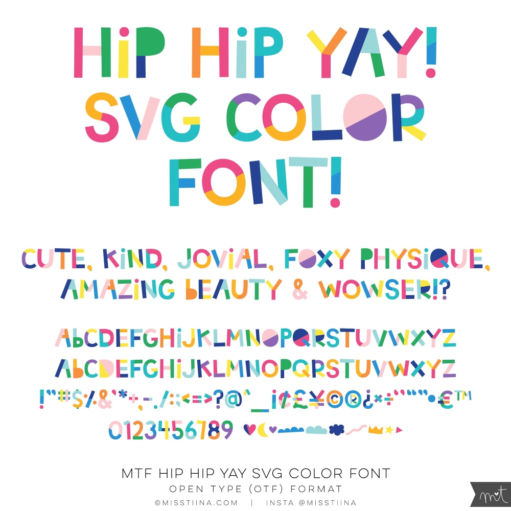 BUNDLE: MTF Hip Hip Yay SVG Color + Black Font
