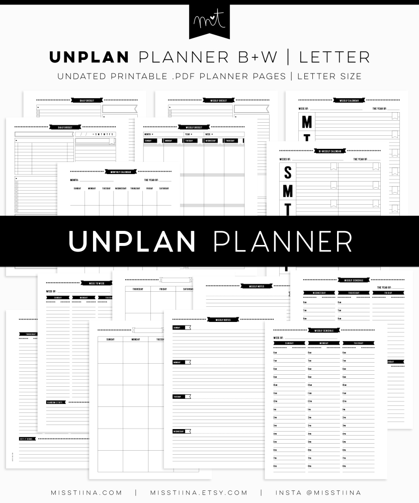 UNplan Planner Black + White : Letter Size