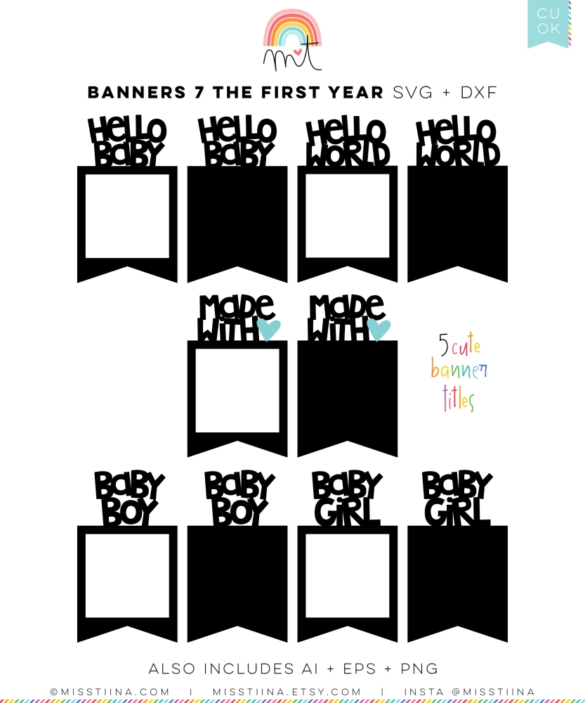 Banners 7 - Baby's First Year Photo Templates SVG
