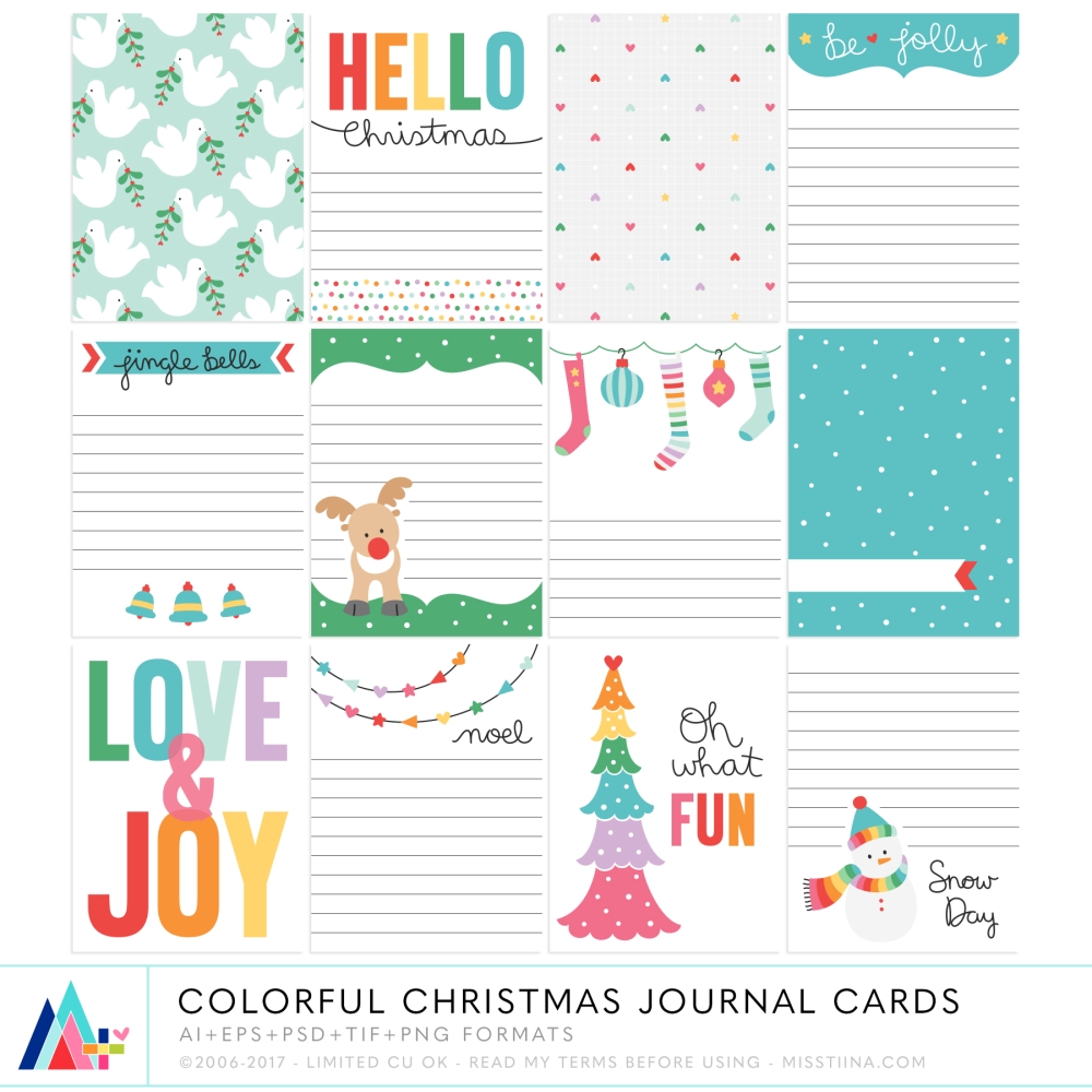 Colorful Christmas Journal Cards CU