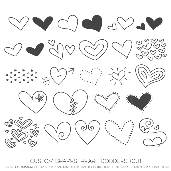 Heart Doodle Shapes CU