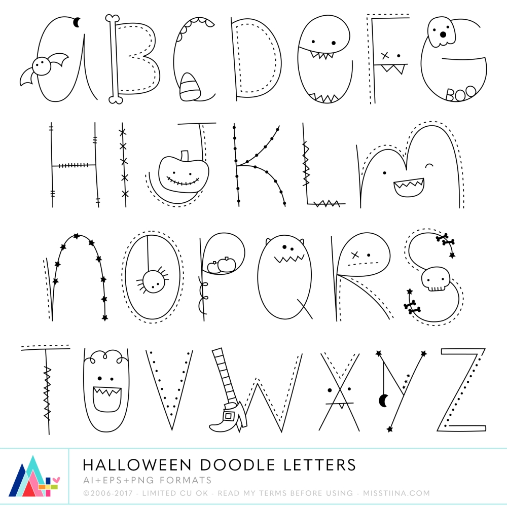 Halloween Doodle Letters CU