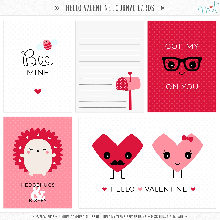 Hello Valentine Journal Cards CU