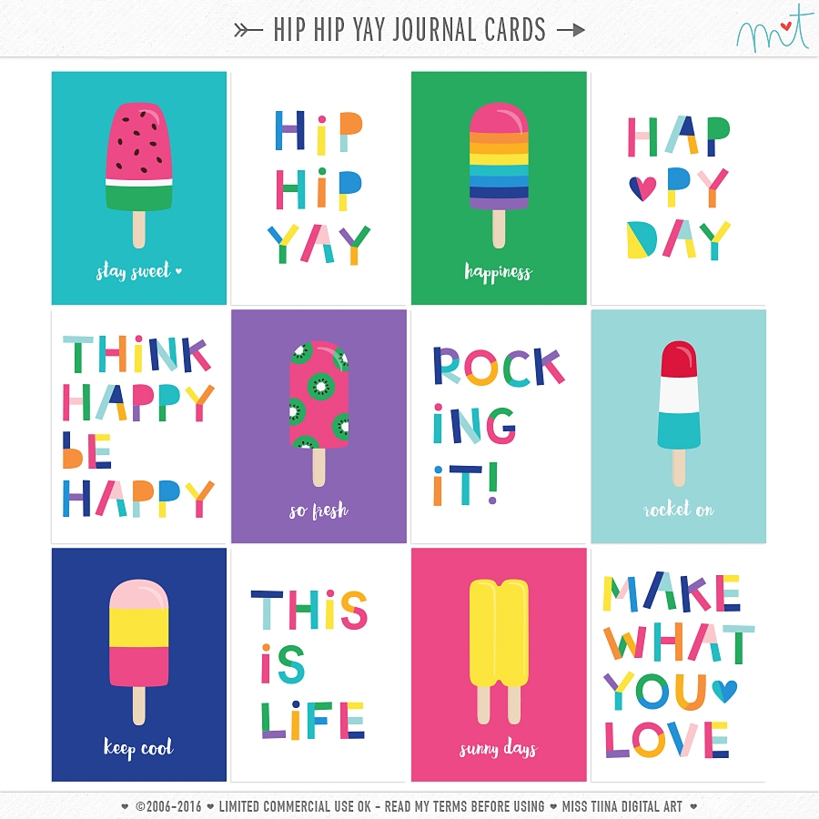 Hip Hip Yay Journal Cards CU