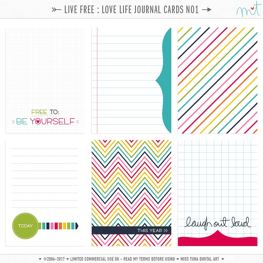 Live Free : Love Life Journal Cards 1 CU