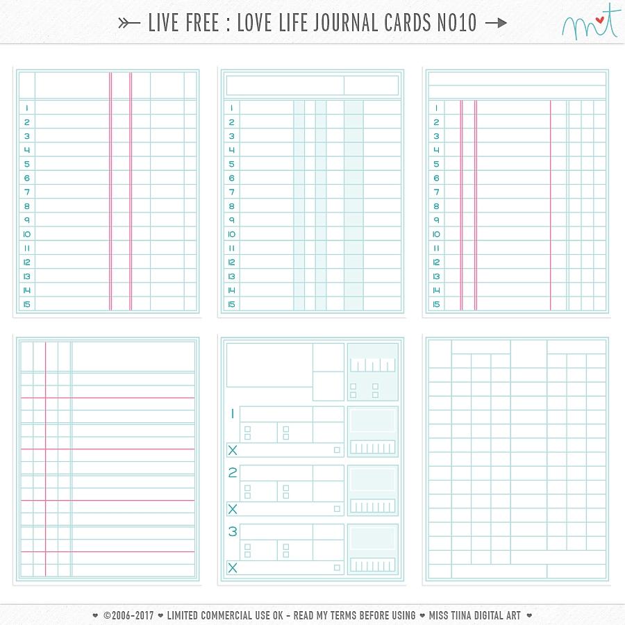 Live Free : Love Life Journal Cards 10 CU