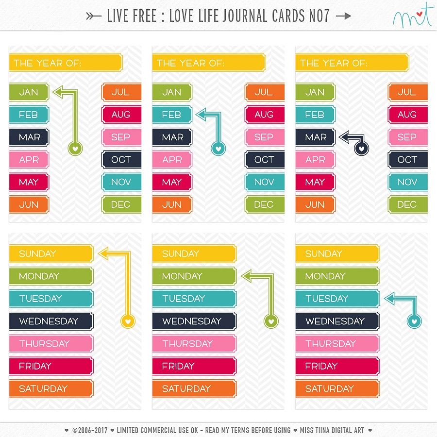 Live Free : Love Life Journal Cards 7 CU