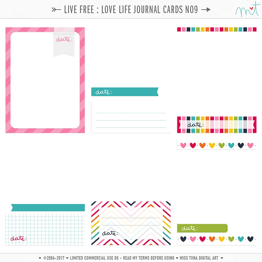 Live Free : Love Life Journal Cards 9 CU