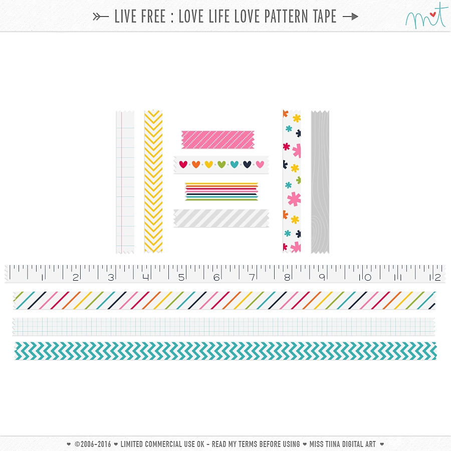 Live Free : Love Life Layered Pattern Tape CU