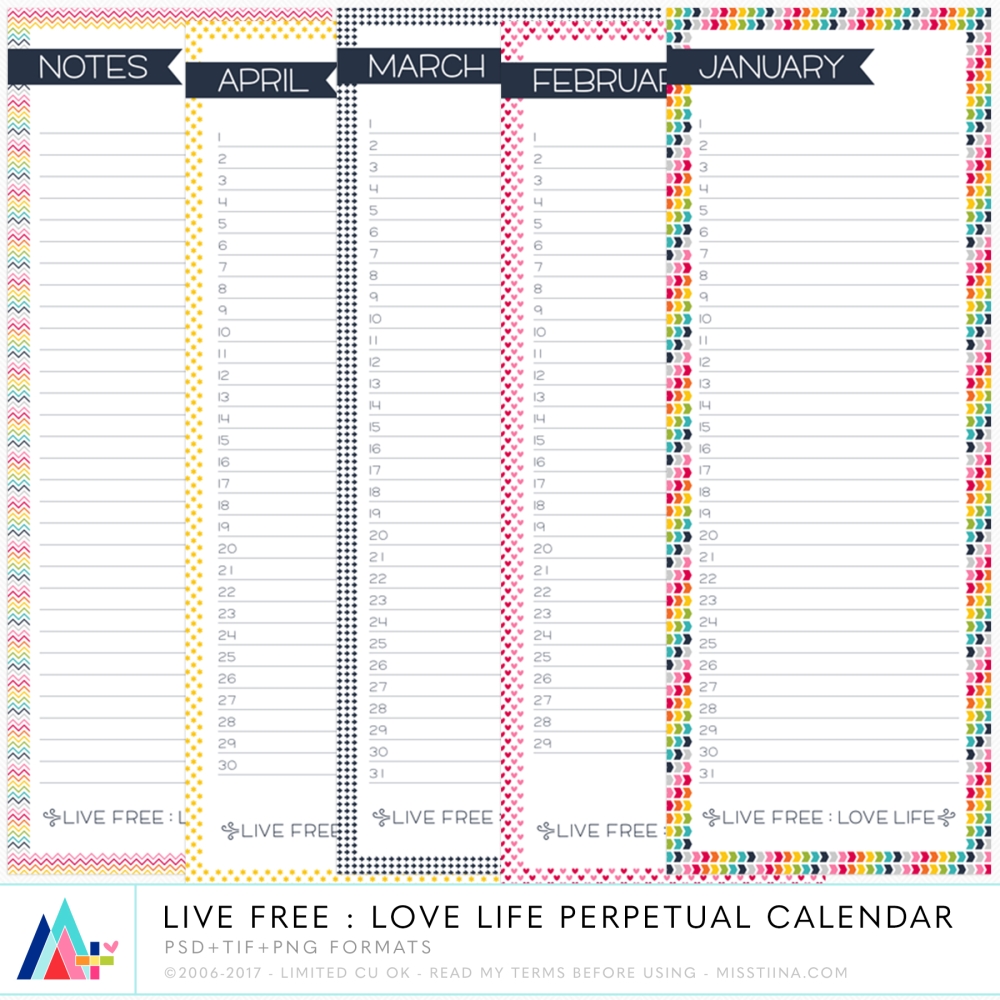 Live Free : Love Life Perpetual Calendar CU