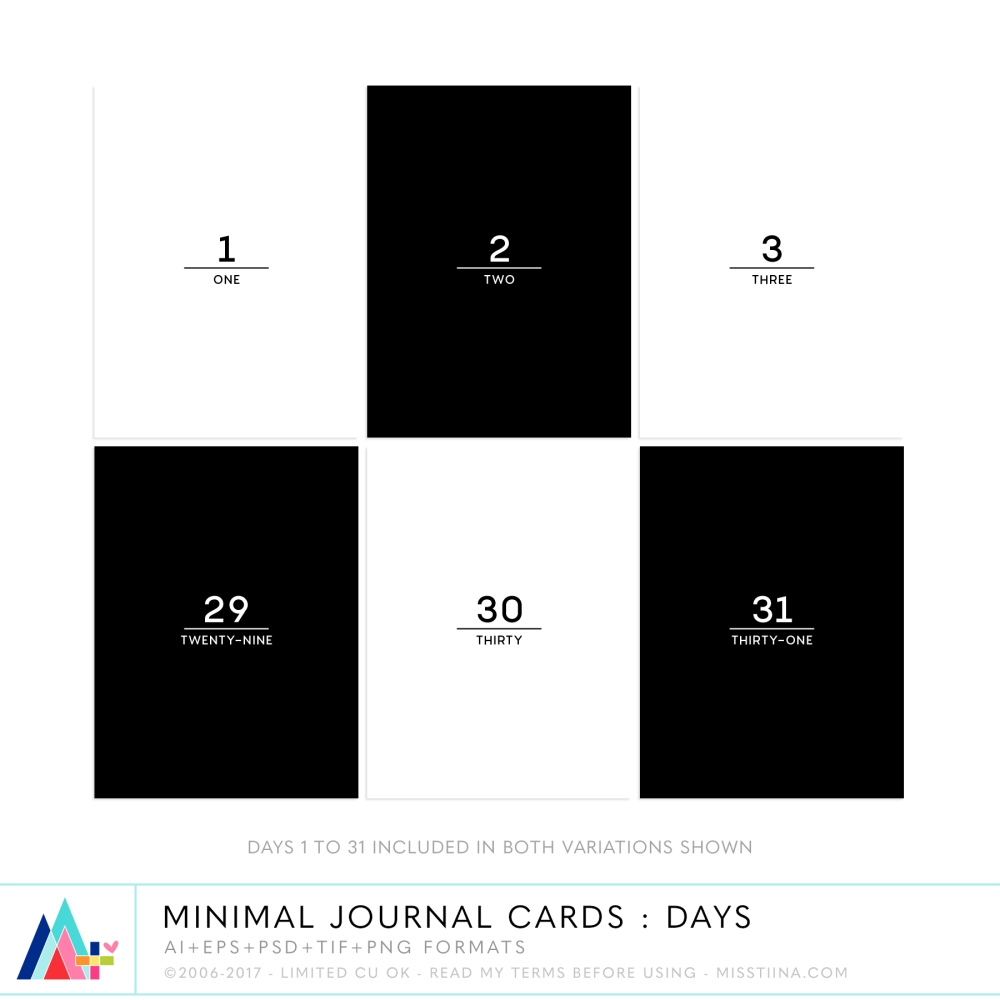Minimal Journal Cards : Days CU