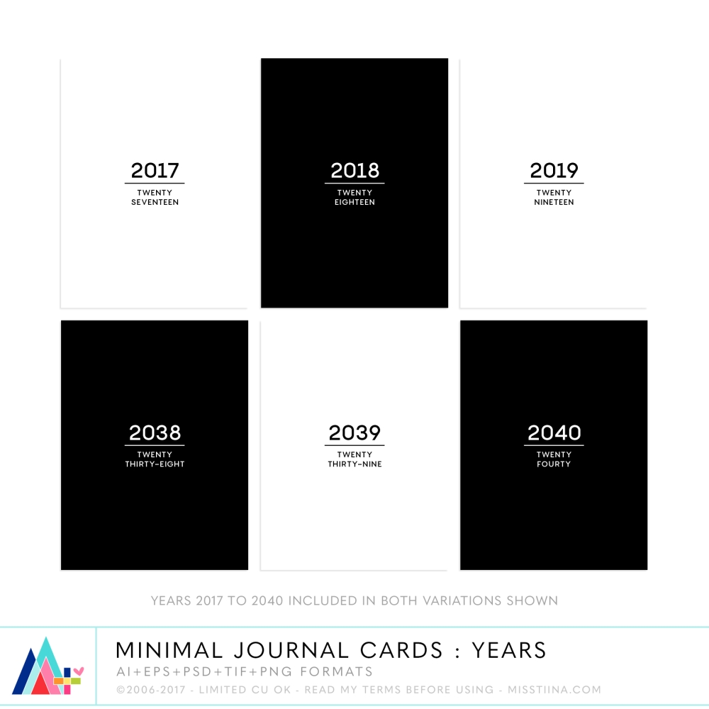 Minimal Journal Cards : Years CU