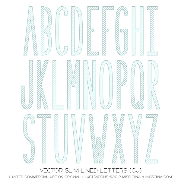 Slim Lined Letters CU