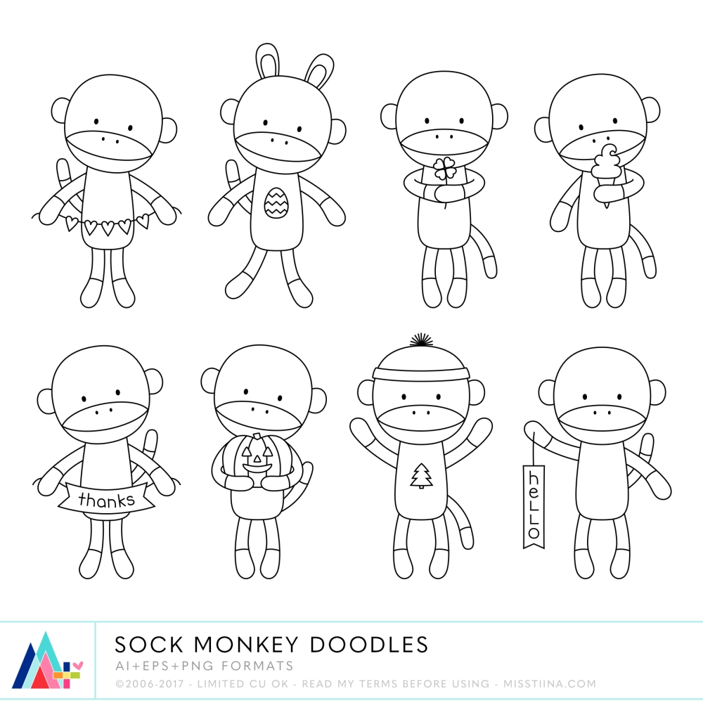Sock Monkey Doodles CU