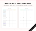 2026 Monthly Calendar 2PG