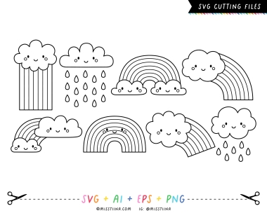 Rainbow Cuties Collection - Outline SVG