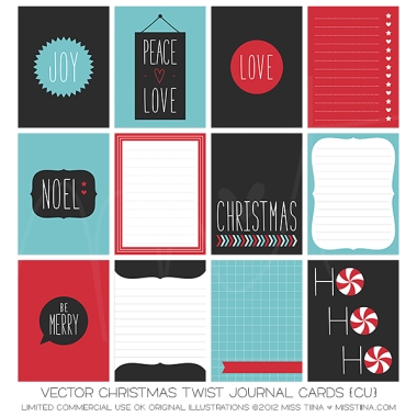 Christmas Twist Journal Cards CU