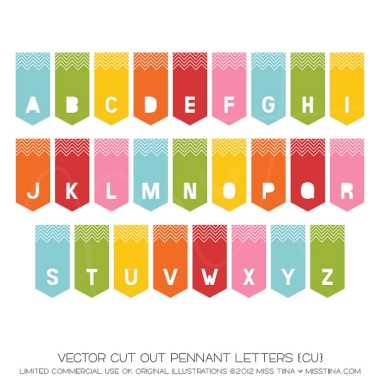 Cut Out Pennant Letters CU
