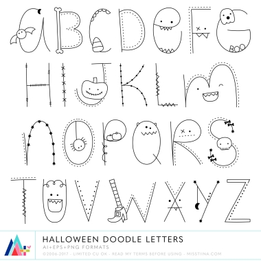 Halloween Doodle Letters CU
