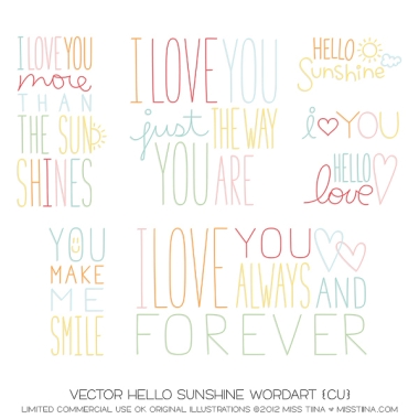Hello Sunshine Wordart CU