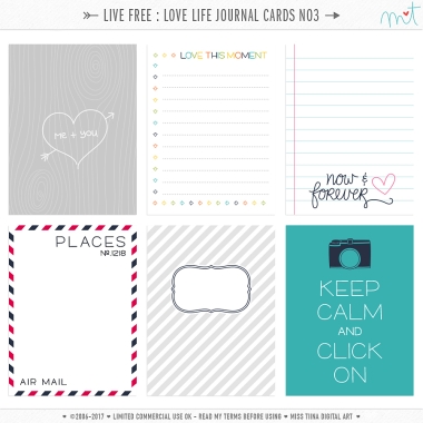 Live Free : Love Life Journal Cards 3 CU