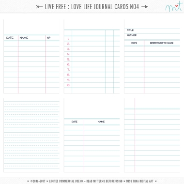 Live Free : Love Life Journal Cards 4 CU
